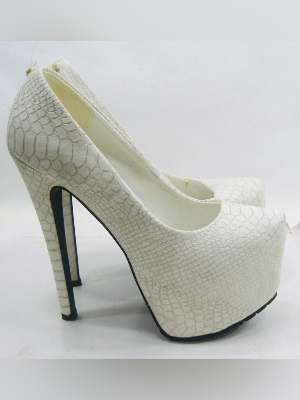 Call It Spring White Snake-Embossed Platform Pumps - Women